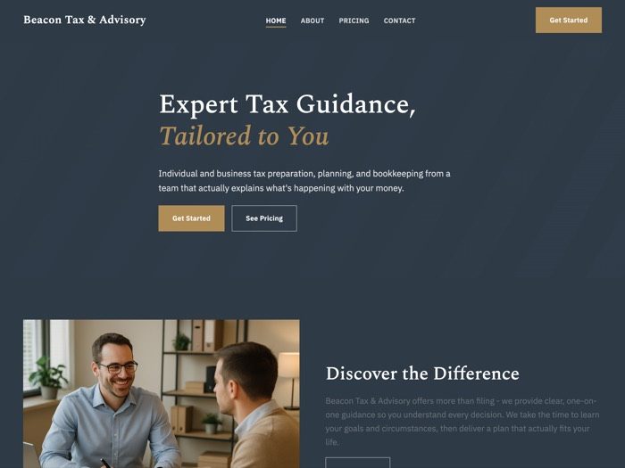 Beacon Tax & Advisory website homepage