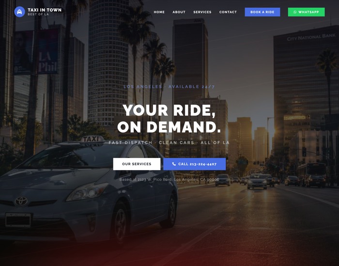 Taxi In Town Best of LA website homepage