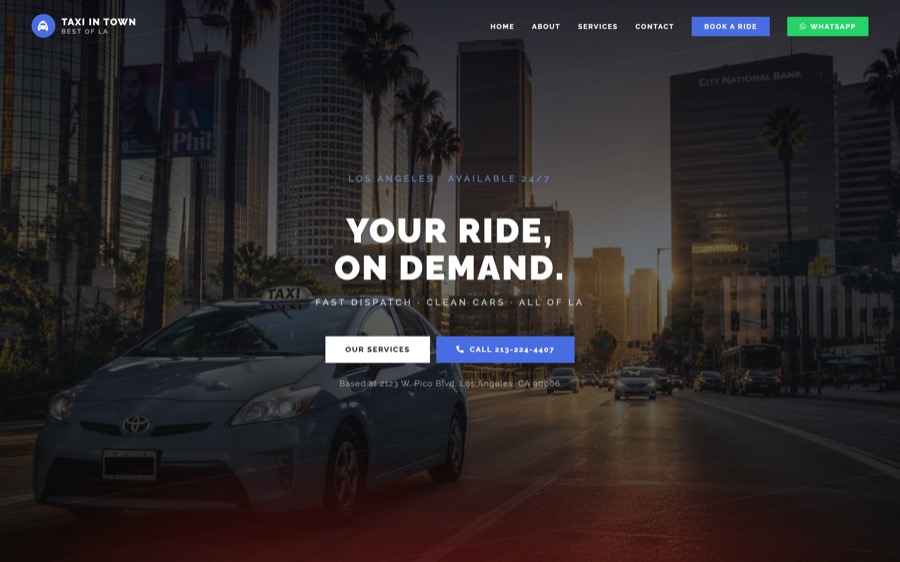 Taxi In Town Best of LA website homepage