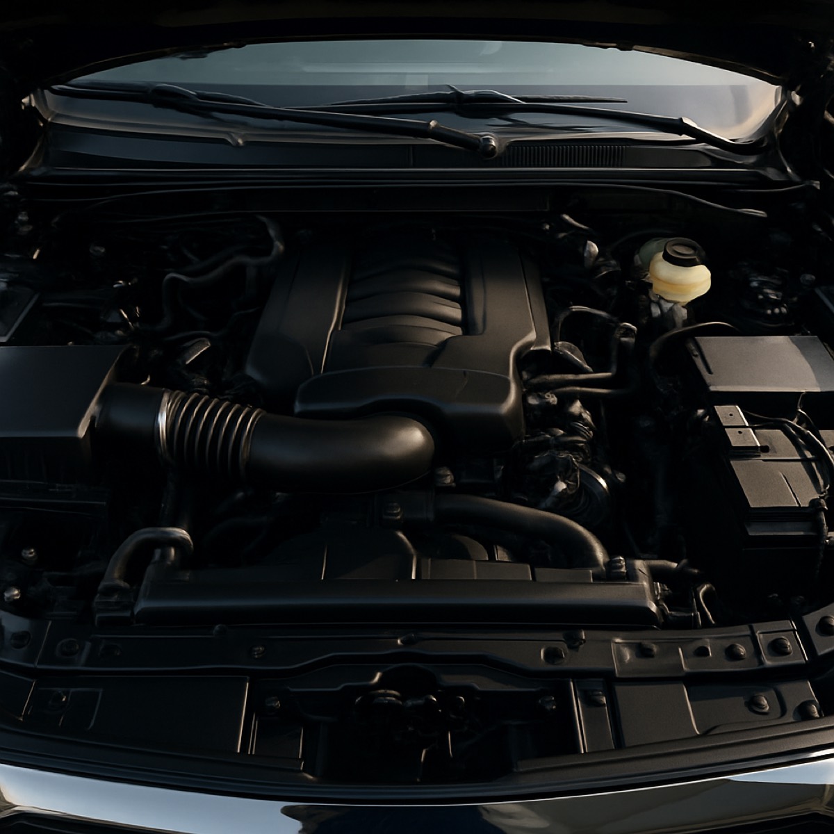 Clean, detailed car engine bay
