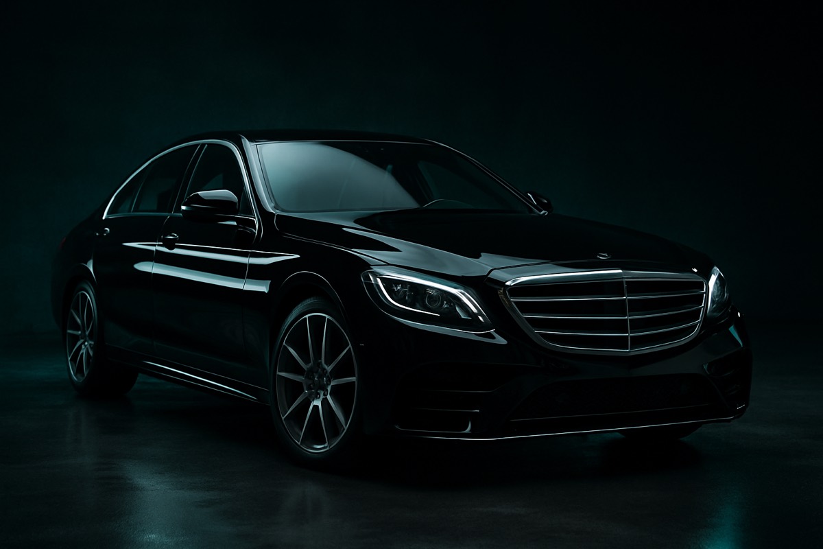 Freshly detailed luxury car with a glossy shine