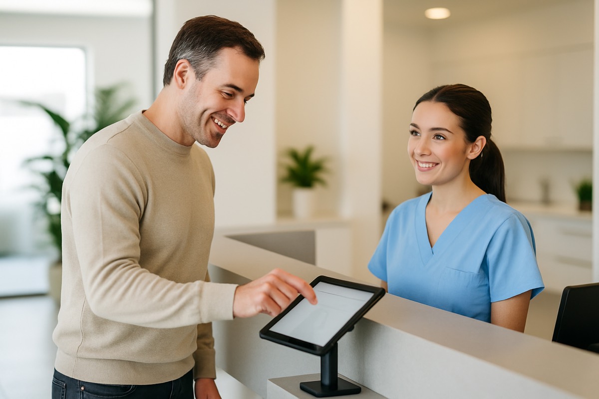 Patient checking in at the front desk