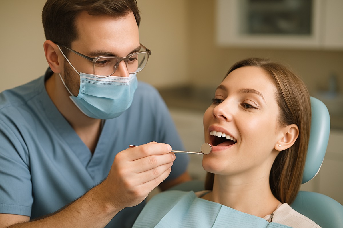 Calm, reassuring dental exam in progress