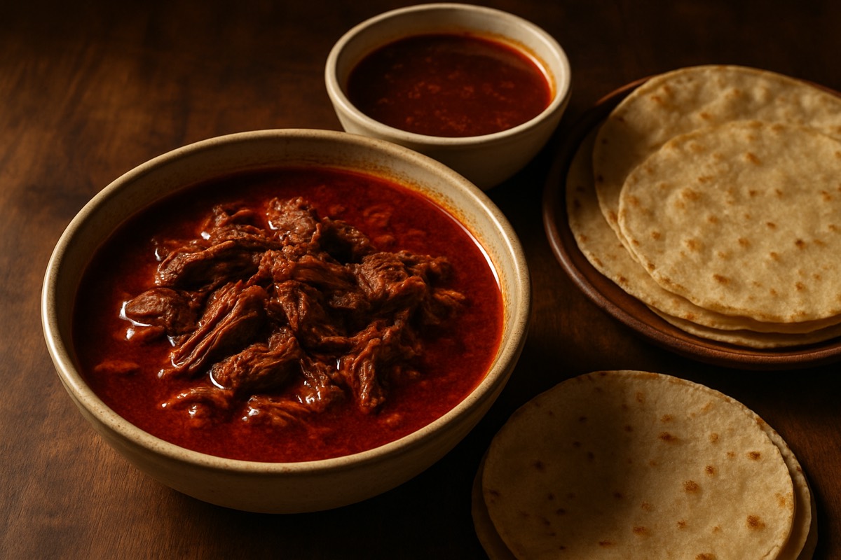 Bowl of birria de res with consomme